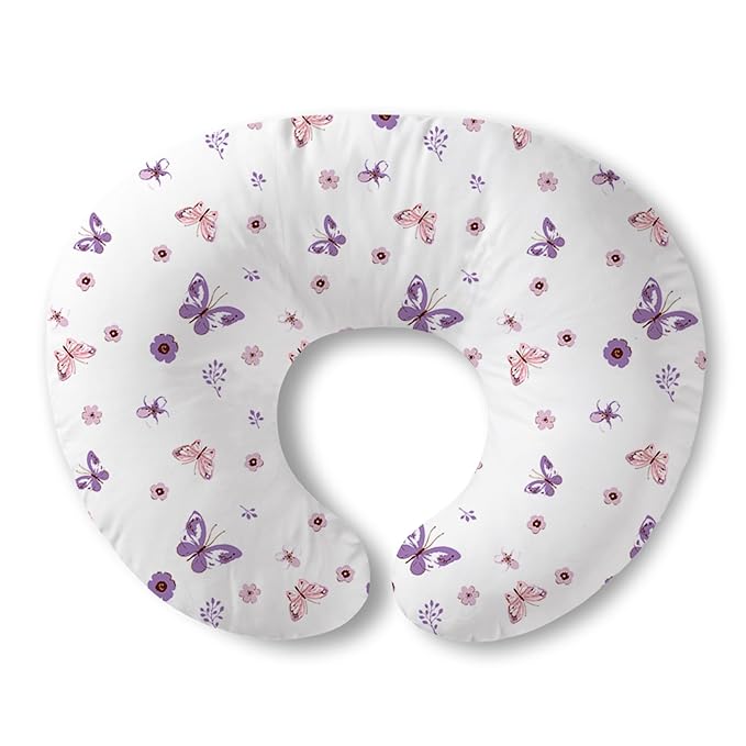 Plushii Nursing Pillow for Breastfeeding, Breathable Breast Feeding Pillow and Positioner with Removable Cover for More Support, Tummy Time and Bottle Feeding Support Pillow, Butterfly Dreams