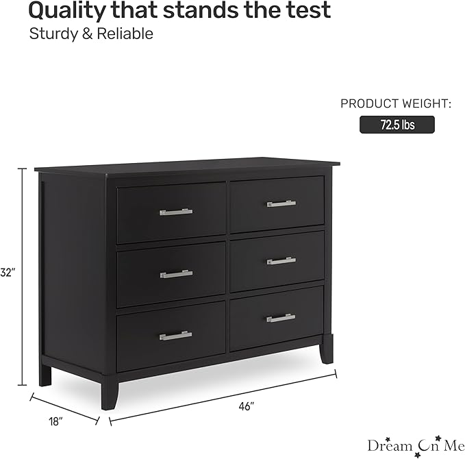 Dream On Me Cleo Double Dresser in Black