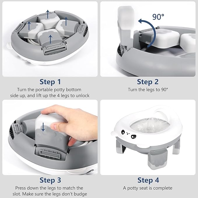 Portable Travel Potty, Training for Baby to Toddler, Travel Toilet Seat with Charts and Storage Bag, Folding Potty for Kids Boys Girls Indoor and Outdoor (Gray)
