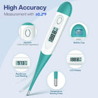 Boncare 10 Seconds Digital Thermometer for Adults and Kids - Accurate & Safe Rectal Thermometer for Baby with Fever Alarm, Oral Thermometer (Clear Blue)