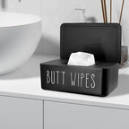 Baby Wipes Dispenser 7.48" L x 4.52" W x 2.75" H (19x11.5x7cm) - Flushable Wipes Container for Bathroom, Diaper Wipe Holder, Black