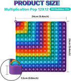 12x12 Multiplication Table Digital P0PP Math Toy, Rainbow Dimple Fingertip Toy, Multiplication Table Math Game (12x12 Right Angle Multiplication Table)