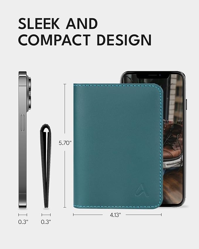 ALLIVE Passport Holder for Travel Women Men,Genuine Leather Passport Cover Wallet,Travel Must Haves Airport Essentials Travel Gifts Blue