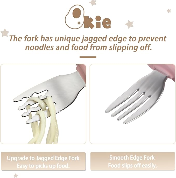 Toddler Utensils, Toddler Forks and Spoons, Baby Spoons Self Feeding, Stainless Steel Baby Silverware with BPA Free Silicone Easy Grip, 8 Months+