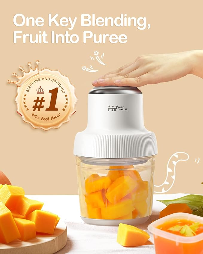 Baby Food Maker, HEYVALUE 13-in-1 Baby Food Processor Set, Fruit, Vegatable, Meat, Puree Blender with Baby Containers, Food Freezer Tray, Silicone Spoons, Spatula (Gray)