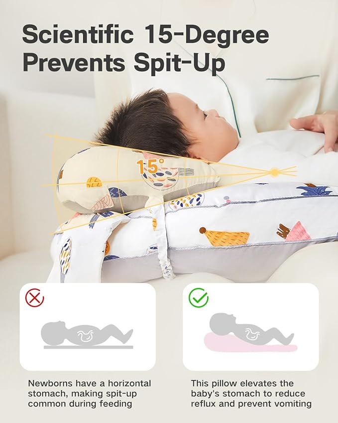 Nursing Pillow for Breastfeeding & Bottle Feeding –Breastfeeding Pillow with Adjustable Waist Strap, Feeding Pillow for Tummy Time,Removable Cotton Cover for Mom Comfort (Forest)