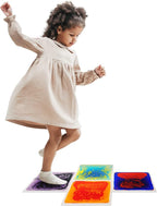 Art3d Baby Sensory Water Mats for Autistic Children (11.8"x11.8" Square, 4 Tiles, Blue-Red,Blue-Yellow,Orange-Red,Purple-Black)