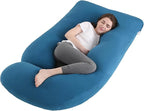 Pregnancy Pillow J-Shaped Full Body Pillow,59 inch with Jersey Cover Easy to Remove and Wash, Support Pregnant Women's Backs Legs and HIPS, Improve Sleep,Pregnancy Pillow for Women ，Dark Blue