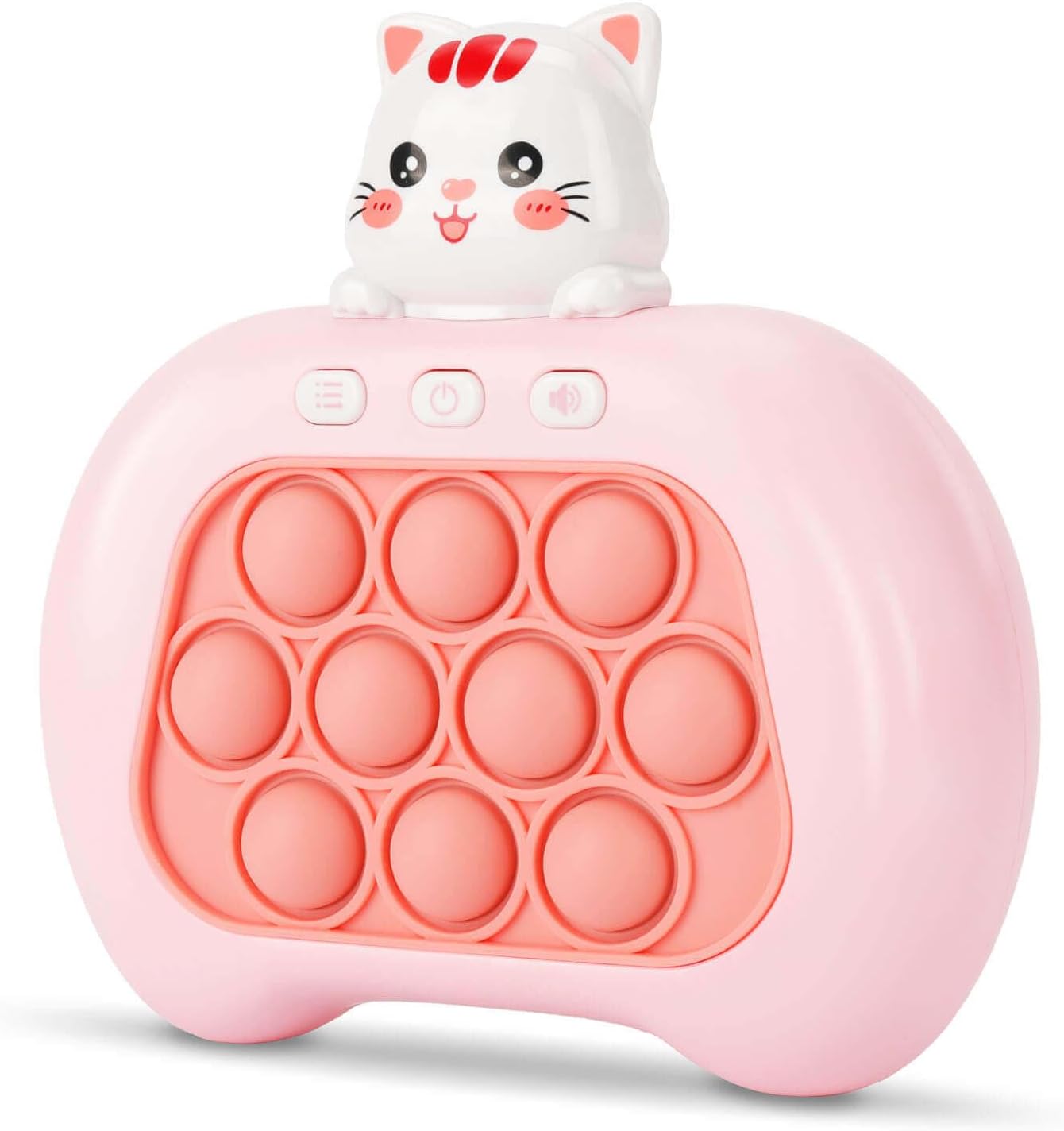 Fast Push Game Pop Fidget It Toys for Kids, Handheld Game Machine, Squeeze Poppet Sensory Electric Cute Light Up Quick Push Bubble Game, Fidgets Toy for Boys & Girls & Teens（ Pink Cat）