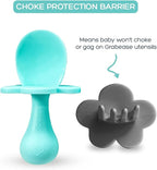 Grabease Baby Spoons and Forks Utensils for Toddlers Infants BPA-Free & Phthalate-Free Baby Silverware, 2 Sets, Teal and Gray - Infant Spoon - Toddler Fork