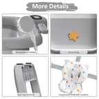 Collapsible Baby Bath Tub for Newborn to Toddler with Floating Cushion for Bath Support, Portable Baby Bath Tub with Real-Time Temperature Monitor, Baby Bath Essentials, Gray