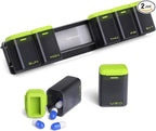Weekly Pill Organizer Magnetic, Removable Pill Box 7 Day 1 Time a Day, Large Pill Case Travel, Week Once Daily Medication Dispenser, Medicine Container Holder for Supplement Vitamin, Green
