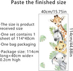 44.88x 15.75 Inch Watercolor Animal Wall Decals Jungle Animal Wall Stickers Tiger Elephant Giraffe Removable Peel and Stick Wall Decals for Nursery Playroom Bedroom Classroom Kindergarten Wall Decor