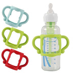 TonGass (3-Pack) Bottle Handles for Dr Brown Narrow Baby Bottles with Easy Grip Handles to Hold Their Own Bottle - BPA-Free Soft Silicone - Red Green and Blue