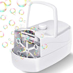 Bubble Machine, Automatic Bubble Blower for Kids, 18000+ Bubbles Per Minute with 2 Speed Settings, Battery/USB Powered Bubble Maker for Toddlers, Outdoor Birthday Parties, Weddings (White)