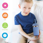 Elk and Friends 14oz Stainless Steel Kids + Toddler Drinking Cups | The Original Mason Jars with Lids + Sleeves + Straws | Smoothie Cups | Spill Resistant | Dishwasher Safe | 2 Pack