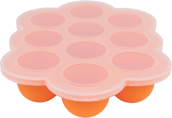 WeeSprout Silicone Freezer Tray with Clip on Lid Perfect Food Storage Container for Homemade Baby Food, Vegetable, Fruit Purees, and Breast Milk (Bright Orange, Ten 1.5 Ounce Sections)