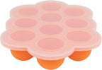 WeeSprout Silicone Freezer Tray with Clip on Lid Perfect Food Storage Container for Homemade Baby Food, Vegetable, Fruit Purees, and Breast Milk (Bright Orange, Ten 1.5 Ounce Sections)