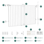 Babelio 31.5-55" No Bottom Bar Baby Gate Extra Wide, 2-in-1 Auto Close Dog Gate for The House, Stairs and Doorways, with Large Walk Thru Door, White
