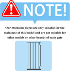 Extra Wide Baby Gate with 14.17in Extensions - Walk Through Pressure Mount Auto Close Child Safety Gate (Black, Extension-14.17"/36cm)
