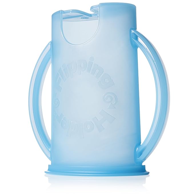 Flipping Holder Squeeze Proof Food Pouch Holder for Toddlers, Babies, Kids, Mess Free No Squeeze Juice Box Drink and Applesauce Snack Holder with Easy Grip Handles and Lid