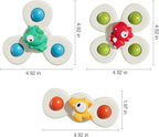 ALASOU 3PCS Suction Cup Spinner Toys for 1 Year Old Boy Girl|Spinning Top Infant Sensory Toys for Toddlers|1 2 Year Old Boy Christmas Birthday Gift|Baby Bath Toy Stocking Stuffers for Kids Ages 1-3