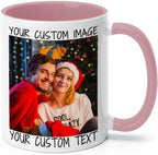 Ship Next Day Custom Mug Design Your Own Photo Text Personalized Picture Gifts for Women Men Customized Gift Idea Personalized Coffee Mugs 11oz Pink Handle
