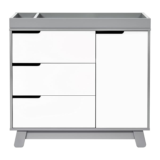 Babyletto Hudson 3-Drawer Changer Dresser with Removable Changing Tray in Grey and White, Greenguard Gold Certified