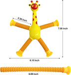 Suction Cup Pop Tubes Giraffe Toy 4PCS, Telescopic Sensory Fidget Toys Funny Shape Changing for Kids Boys Girls Adult Giraffe