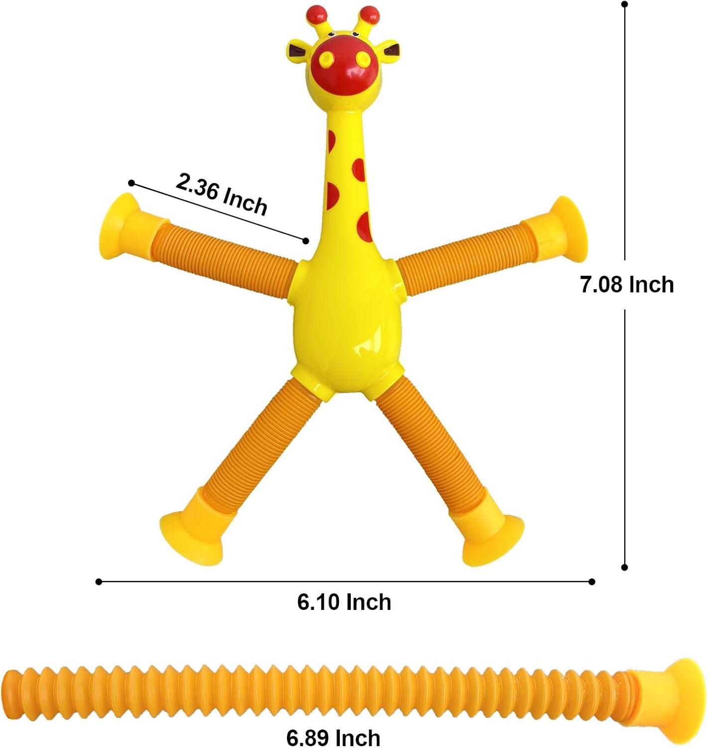 Suction Cup Pop Tubes Giraffe Toy 4PCS, Telescopic Sensory Fidget Toys Funny Shape Changing for Kids Boys Girls Adult Giraffe