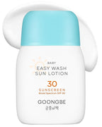 Baby Easy Wash Sun Lotion SPF 30 - Korean Moisturizing Zinc Oxide Mineral Sunscreen for Babies and Kids - Washes Off Easily - Vegan, Reef-Safe, Allergen-Free, 2.11 fl.oz.