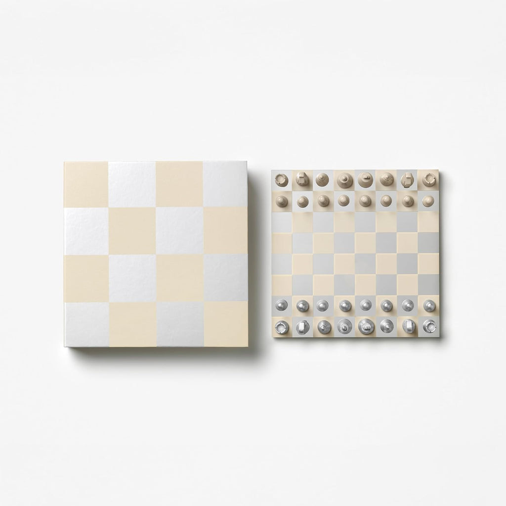 Classic – Art of Chess, Mirror – Beige & Silver Wooden Chess Set with Mirrored Acrylic Board – Stylish Coffee Table Game for Adults & Kids Ages 5+ – Multilingual Instructions Included