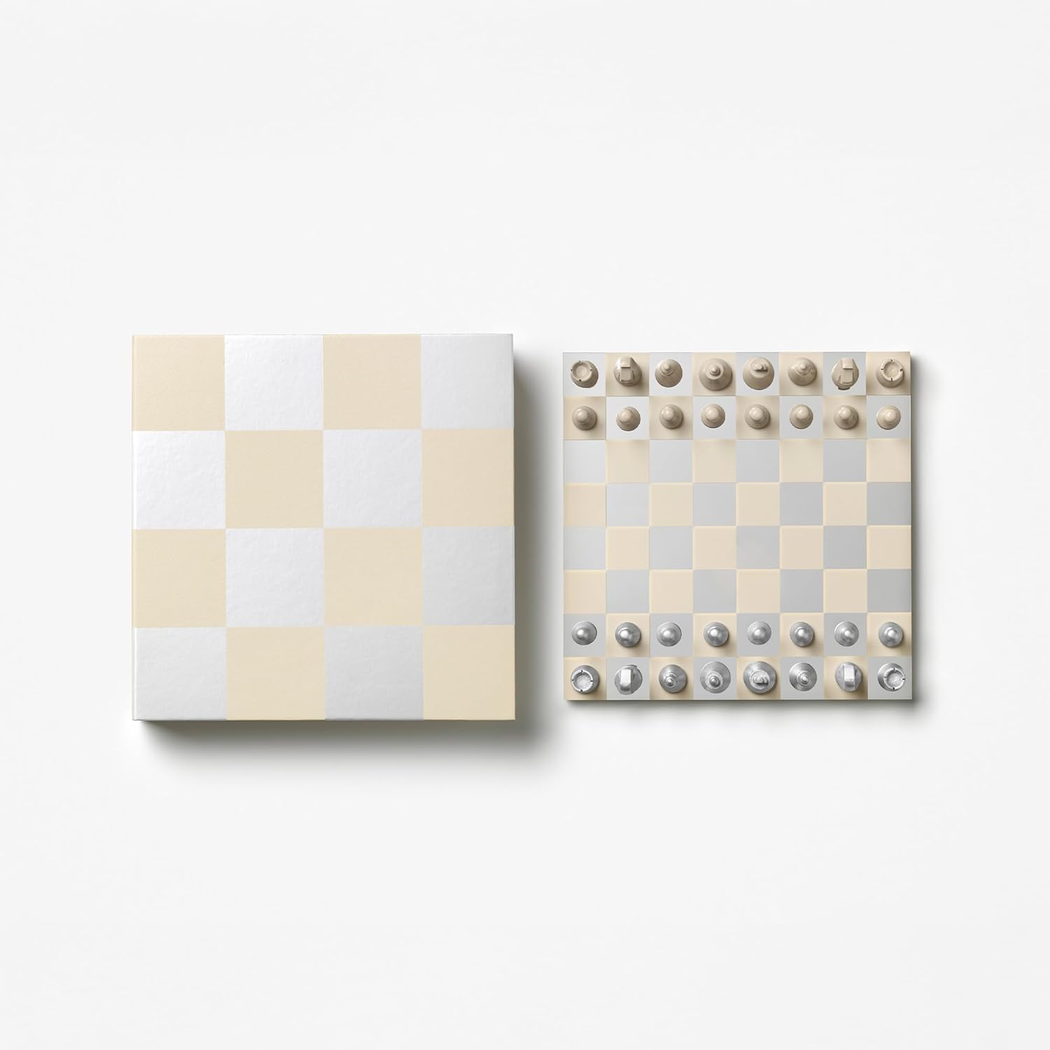 Classic – Art of Chess, Mirror – Beige & Silver Wooden Chess Set with Mirrored Acrylic Board – Stylish Coffee Table Game for Adults & Kids Ages 5+ – Multilingual Instructions Included