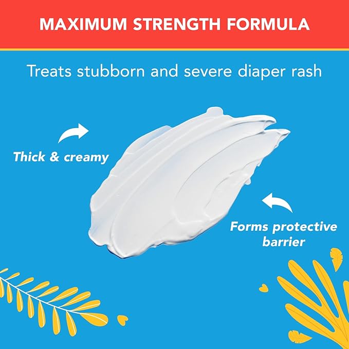 Triple Paste 3X Max Diaper Rash Ointment, Maximum Strength Zinc Oxide Ointment for Severe Diaper Rash, 6 oz Tube