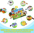 Musical Red Barn Farm Animal Toys with Tails Baby Book, Educational Preschool Farm Animals Finger Puppet for Toddlers 1-3, Montessori Learning Toys Christmas Birthday Gift for Boys Girls 12-18 Months