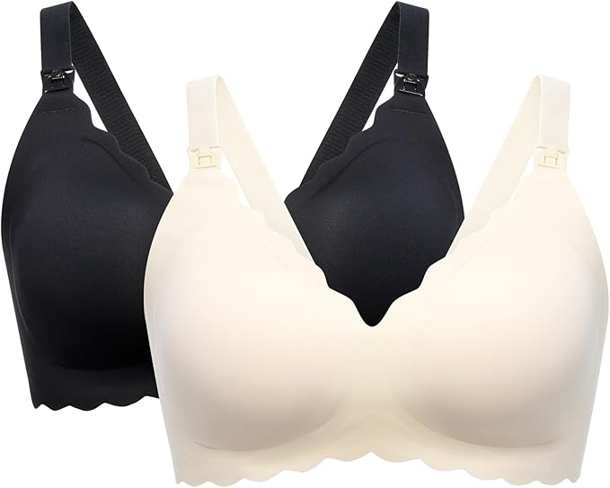 Momcozy Nursing Bras for Breastfeeding, Seamless Pregnancy Maternity Bra Wireless Classic Jelly Strip Support Nursing Bra
