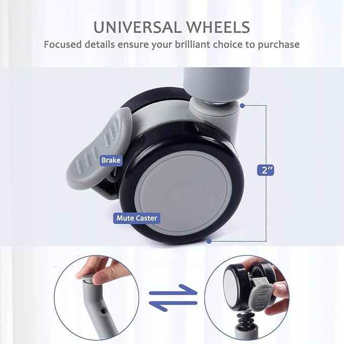 Baby Changing Table Portable Folding Diaper Changing Station with Wheels, Adjustable Height Mobile Nursery Organizer with Safety Belt and Large Storage Racks for Newborn Baby and Infant, Gray