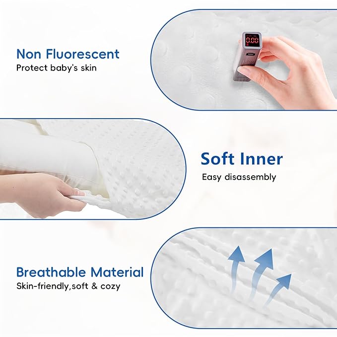 Baby Lounger for Newborn,Baby Nest for Newborn Soft Cotton Breathable for Playtime & Relaxation,Flat Babies Essentials Gifts Newborn Lounger for Boys & Girls 0-12 Months(White Bean)