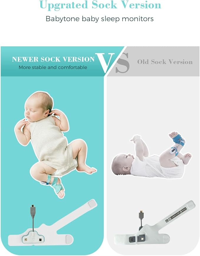 Babytone Baby Sleep Sock Monitor, Tracking Heart Rate and Movement for Infant, Wearable Foot Monitor Smart Sock with Bluetooth and APP, for 0-36 Months Newborn