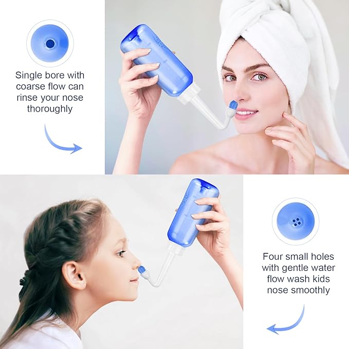 Neti Pot Sinus Rinse Bottle - Gentle Nasal Wash Bottle Nose Cleaner for Effective Pressure Irrigatio 300 ML with 20 Nasal Wash Salt Packets