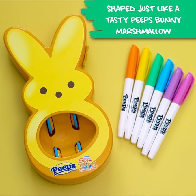 The Eggmazing Egg Decorator - Peeps Bunny - Arts and Craft Set Includes 6 Colorful Quick Drying, Non-Toxic Markers - Yellow - Packaging May Vary