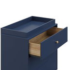 Storkcraft California 3-Drawer Chest with Removable Changing Topper (Midnight Blue with Driftwood) – GREENGUARD Gold Certified, Interlocking Drawer System, Pre-Installed Tracks, Easy Assembly