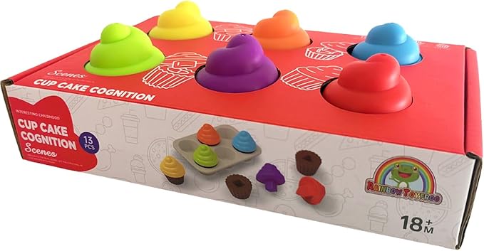 Cupcake Toy Toddler Toy Learning Colors and Shape-Shape Sorting Toys for Toddlers-Geometry Manipulatives Toddler Sensory Toys for Kids 1-3 - Child Montessori Toys for 18 Month Old Girls Boys