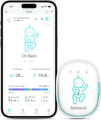 Sense-U Pro Baby Breathing Monitor with Arousal Vibration, Movement/Rollover/Overheating Alerts, Audible & App Notifications, Easy Clip-On Design, Smart Sleep Monitor