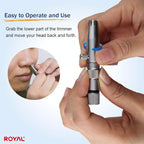 ROYAL [Made in Korea] Premium Manual Nose Hair Trimmer for Men Silver Bullet, Battery-Free, Stainless Steel Rotary Blade Grooming Tool, Waterproof, Safe & Painless with Patented Mechanism, ET-3