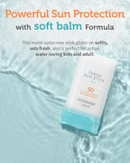 Fresh Sun Stick Mild SPF 50 - No White Cast Zinc Oxide Mineral Sunscreen Stick Balm - Non Greasy Soft Matte Finish - Travel Friendly for Babies, Kids & Adults - Vegan, Reef-Safe, 0.49oz.