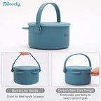 Snack Cups for Toddlers, Baby Snack Containers, Silicone Toddler Snack Cups No Spill, Food Catcher with Lid & Bucket-like Handle, BPA Free & Dishwasher Safe, 9 Ounce Colonial Blue