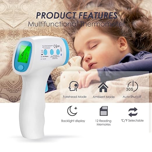Baby Thermometer for Infants and Fever,No Touch Instant Read Digital Infrared Thermometer Gun with Fever Alarm, Touchless Kids Thermometer, Instant Accuracy Readings
