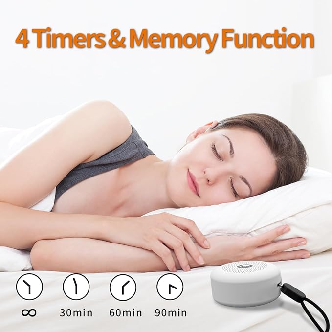 Sleepbox Sleep Sound Machine Portable Noise Machine with 30 Soothing Sounds 4 Timer Memory Function Rechargeable Battery 32 Volume Levels for Sleeping Traveling Relaxing for Baby Kids Adults (White)