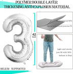 GOER Number 30 Balloons for 30th Birthday Party Decorations,42 Inch Jumbo Foil Helium Balloons for 30th Anniversary (Silver)